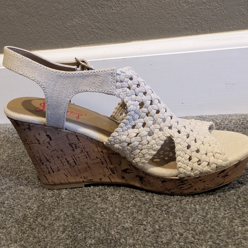 Jellypop Tan and Cream Woven Wedges